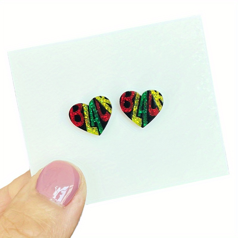 Colorful African-Inspired Heart Design Earrings, Juneteenth Celebration